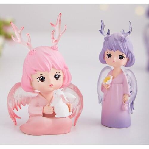 Nordic Decoration Fawn Fairy Ornaments Desk Mini Home Decor Accessories Girl Room Childrens Birthday Gift Resin Embellishments