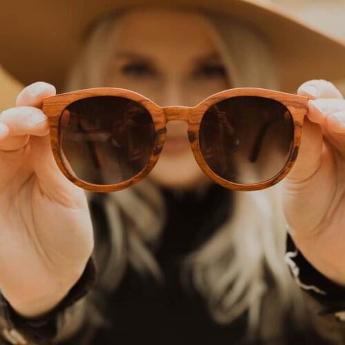 Handmade Oversize Round Wood Sunglasses For Men and Women with Polarized Lens UV400