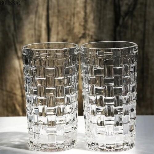 Woven Pattern Glass Heat-resistant High-style High Silicone Beer Glass Straight Cup Thickened Crystal Glass Feels Comfortable