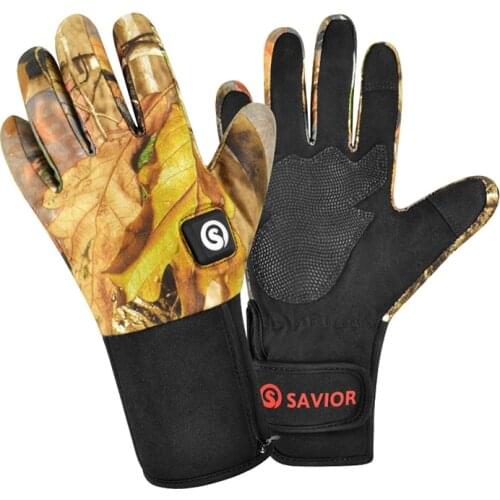Savior Heated Fishing Gloves Cycling Hunting Heating Gloves Waterproof Windproof 40-60 Degree Camo Keep Warming 3 Levels SHGS19C
