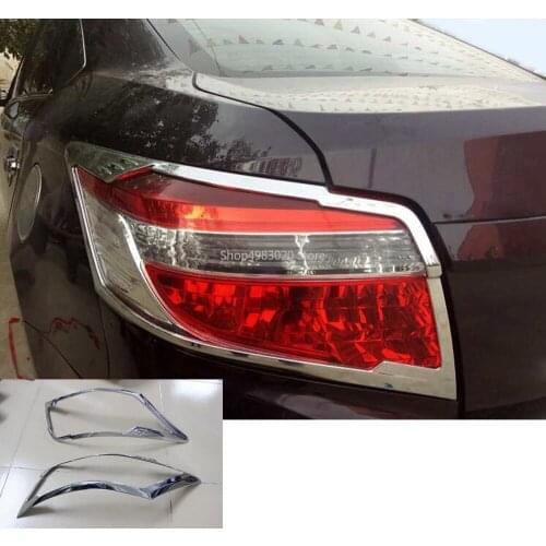 Top Car detector ABS Chrome cover trim back tail rear light lamp frame parts 2pcs/set For Toyota Vios/Yaris/sedan 2014 2015 2016