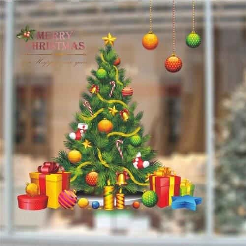 Merry Christmas Tree Wall Stickers HomeDecoration Festival Mural Art Diy Home Decal Plant Posters Xmas Gift