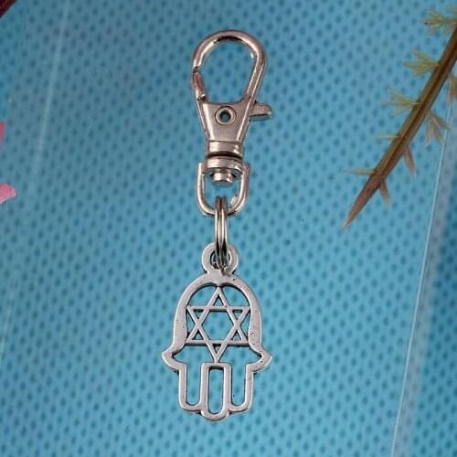 Vintage Silver Star of David Hamsa Hand Key Chain For Keys Car Key Ring Souvenir Handbag Gifts DIY Keychain Jewelry Gift