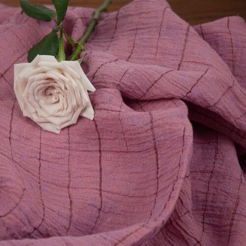 High quality new pure linen fabric Yarn dyed wrinkle tissu Top grade robe dress pants shirt coat patchwork