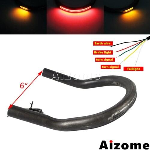 6" Wide Cafe Racer Upswept Rear Seat Frame Hoop LED Tail Light 7/8" Tube For Honda Yamaha Suzuki CB GS XS 500 550 650 750 850