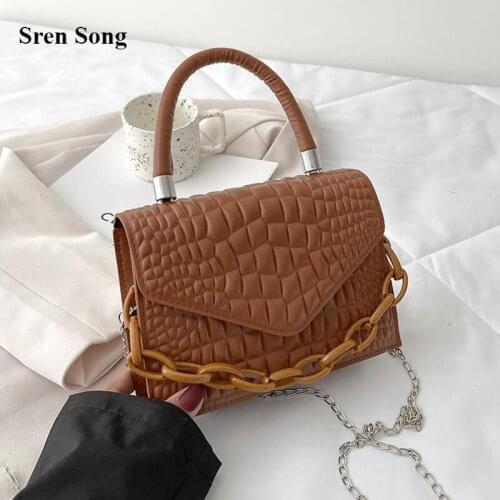 Crocodile Pattern Women Handbags Pu Leather Women Shoulder Bags Pu Leather Messenger Bags Square Chian Large Capacity Bags