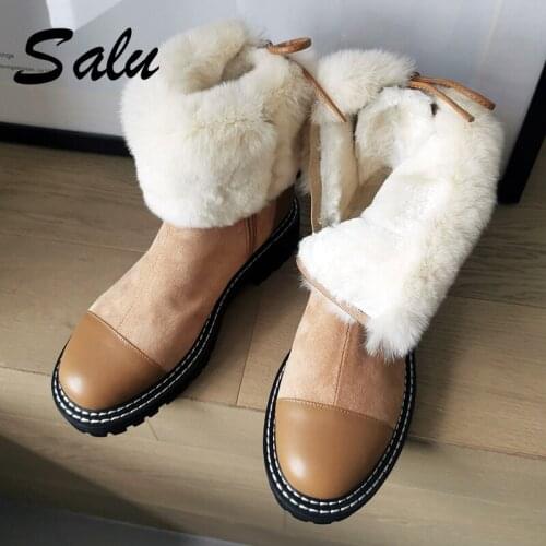 New Arrival Women Cow Leather Ankle Boots Zipper Keep Warm Winter Snow Boots Platforms Casual Shoes Woman Basic Boots