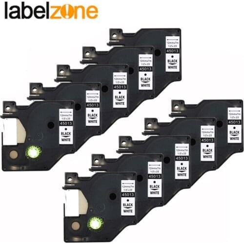 10pcs 12mm 45013 Black on white compatible dymo D1 12mm label printer 45013 laminated label tapes for LabelManager 160 printer