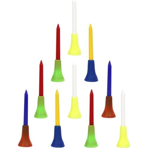 10pcs Golf Double Layer Tees 70mm Golf Tees Rubber Sleeve Ball Nail Golf Nail Limit Tees Outdoor Sport Supplies Golf Accessories