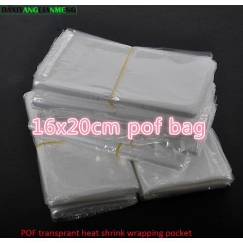 300pcs/lot 16x20cm Clear Transparent Shrink Wrap Package Heat Seal Bag POF Gift packing plastic bags for comestic bottles boxes