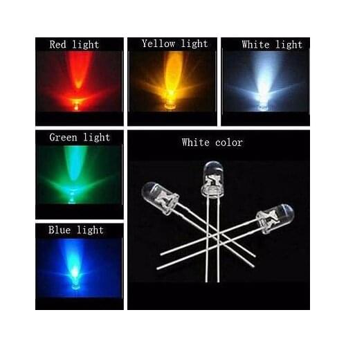 100pcs 5mm LED Light Assorted Kit DIY LEDs Set White Yellow Red Green Blue