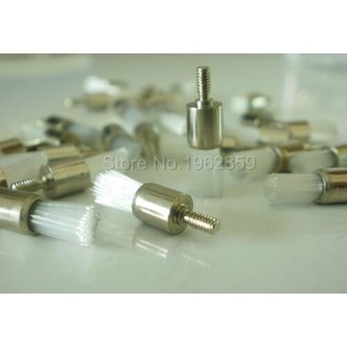 100pcs Dental Polishing Brush Screw Style Prophylaxis Polishing White Nylon Brush Flat Head Dentist Products Materials