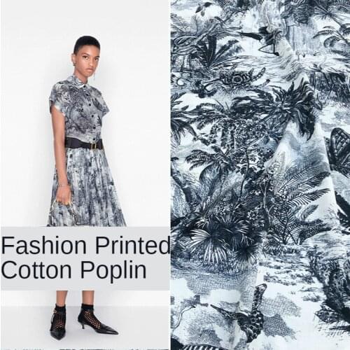 145cm wide 100% cotton yarn poplin tropical rain forest printing haute couture womens clothing diy fabric