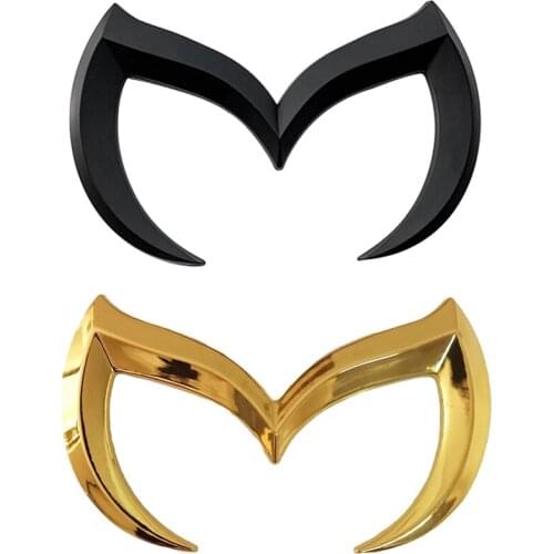 2 Pcs Evil M Logo Emblem Badge Decal for Mazda Car Body Rear Trunk Decal Sticker Nameplate Decor Black & Gold