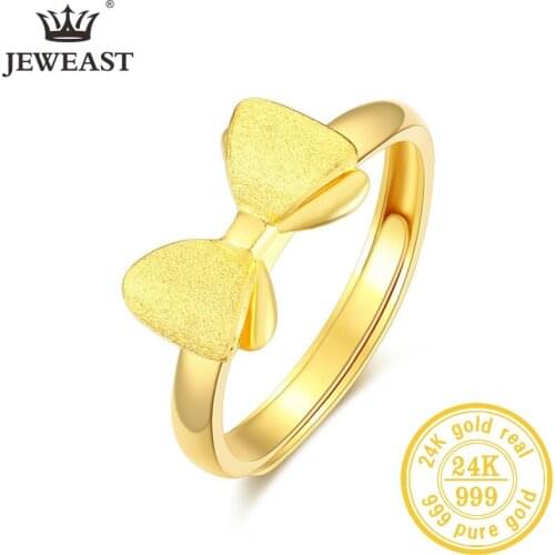 24K Pure Gold Ring Real AU 999 Solid Gold Rings Elegant Shiny Heart Beautiful Upscale Trendy Classic Jewelry Hot Sell New 2020