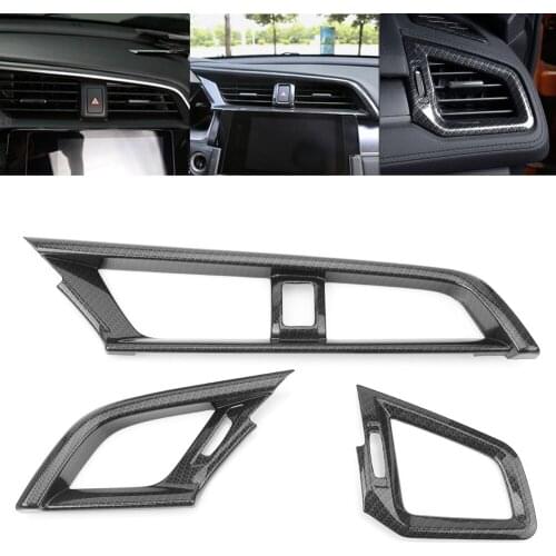 For Honda Civic X 2016 2017 3Pcs/Set Carbon Fiber ABS Car Dashboard Air Vent Cover Trim Decoration Car Accessories