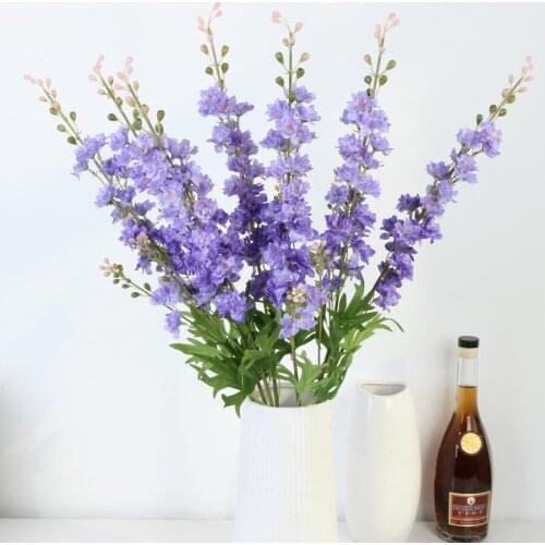 80cm Single Artificial Flower Delphinium Silk Long Flower Branch Wedding Home Living Room Decoration Fake Flowers