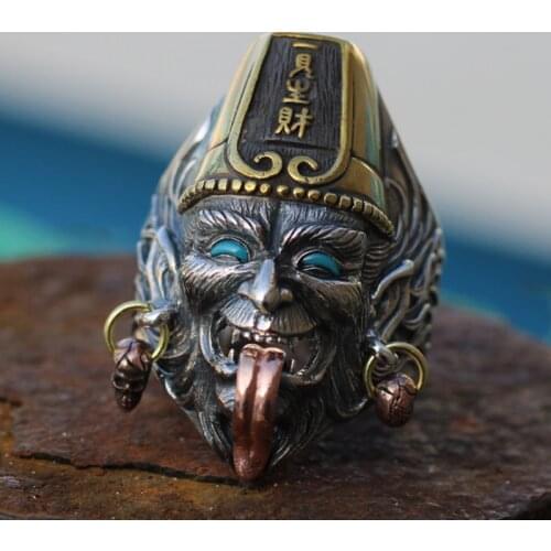 925 Sterling Silver MENS Retro long tongue handmade ring jewelry A5239