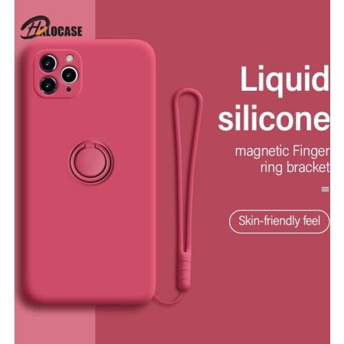 Ultra-thin Silicone Magnetic Holder Phone Case For iPhone 12 11 Pro XS max XR XS X 8 7 6 Plus Stand Finger Ring Bracket Cover