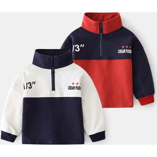 Childrens Sweatshirt Autumn New Long Sleeve Baby Boys Top 2021 Korean Stand Collar Pullover Autumn Boys' Fashion Outfit 2-8y