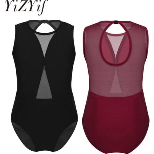 YiZYiF Kids Girls ballet leotard Dance Dress Sleeveless Mesh Keyhole Back Ballet Gymnastics Leotard Jumpsuit ballerina party