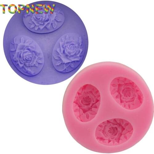 DIY 3-Hole Roses Cake Molds Fondant Chocolate Silicone Mold Food-Grade Safe Silicone FDA Candy Moulds Cake Tools C1741