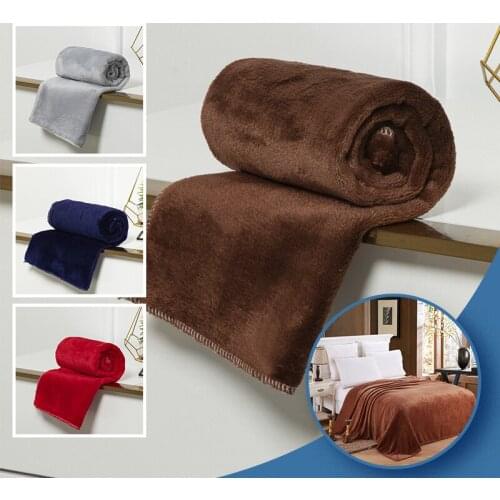 Soft Warm Coral Fleece Flannel Blankets For Beds Faux Fur Mink Throw Solid Color Sofa Cover Bedspread Winter Plaid Blankets