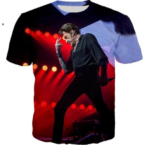 Rock Johnny Hallyday 3D Printed Summer T shirt Men/women Streetwear Tshirt Boy O-neck Tee Men Clothes 2019 Tops Oversize 5XL