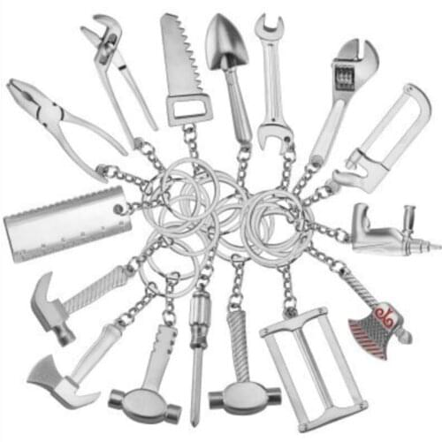 Tools Spanner Hammer Saw Axe Wrench Pliers Ruler Pendants Keychains Metal Key Chains Alloy Simulation Tools Spanner Jewelry