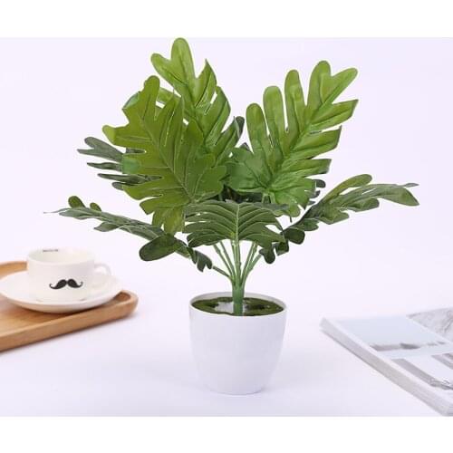 2pcs Artificial Flowers Fake Plastic Leaf Garland Foliage Green Plant For Home Garden Wedding Party Decorations Plant Artificiel