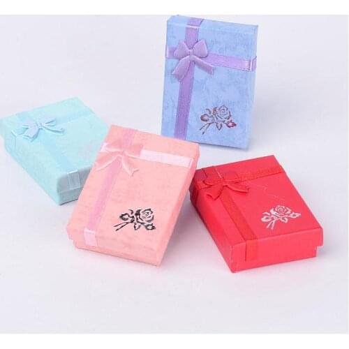 12pcs 70x50x20mm Cardboard Boxes with Bowknot For Necklaces Pendants Packaging Display Rectangle Carrying Cases Randomly Color