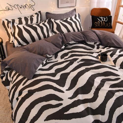 Bed Duvet Cover Set with Flat Sheet Pillowcase Classic Bedding Set Grid Home Linen 4pcs Pastoral Sleeping AB Side Lovely Pattern