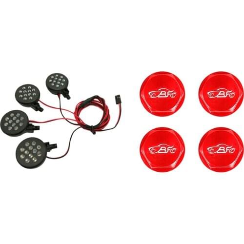 4 LED Lights Receiver Kit Plastic Shell Lotus Headlights for 1/5 HPI BAJA Rovan King Motor 5B & CNC Metal Wheel Nut