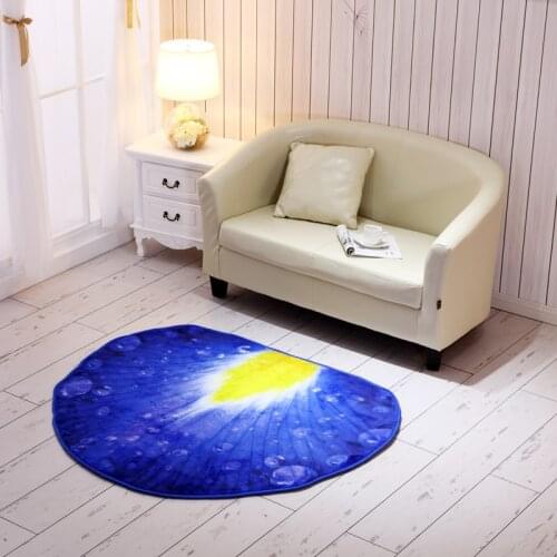 Creative carpet flower round rug livingroom and bedroom table and chair floor blue carpet petal bedside kids room play bath mats