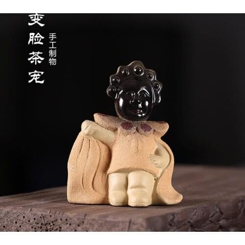 Color changing purple sand tea set accessories face changing opera sculpture tea set accessories manufacturer wholesale