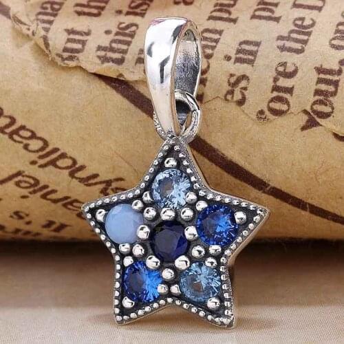 Original Bright Star With Multi-Colored Crystal Necklace Pendant Fit 925 Sterling Silver Bead Charm Bracelet DIY Jewelry
