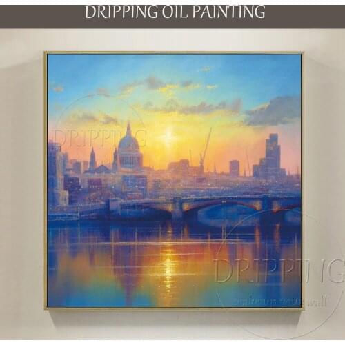 Excellent Artwork Hand-painted Italian Sunset Landscape Oil Painting on Canvas Wall Decor Italian Sunset Landscape Oil Painting