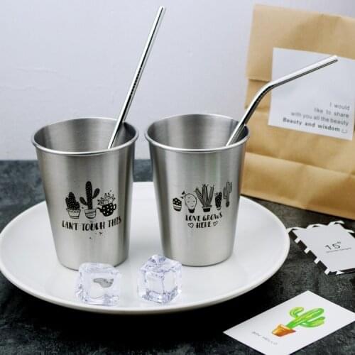 Simple Style Cup Nordic Metal Stainless Steel Cold Water Toothbrush Couple Cup Small Fresh Cactus Series Water Cup Eco Friendly
