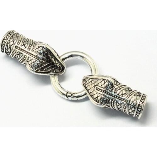 10 Sets Snake Shape Alloy Spring Gate Rings O Rings with Cord Ends for Jewelry Making DIY Necklace Findings 81mm Snake Hole 10mm