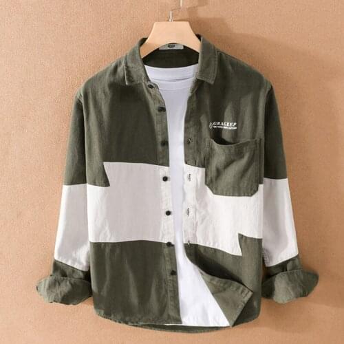 100% Cotton long-sleeved patchwork brand shirts men fashion Suehaiwes brand Italy shirt for men tops clothing chemise camisa