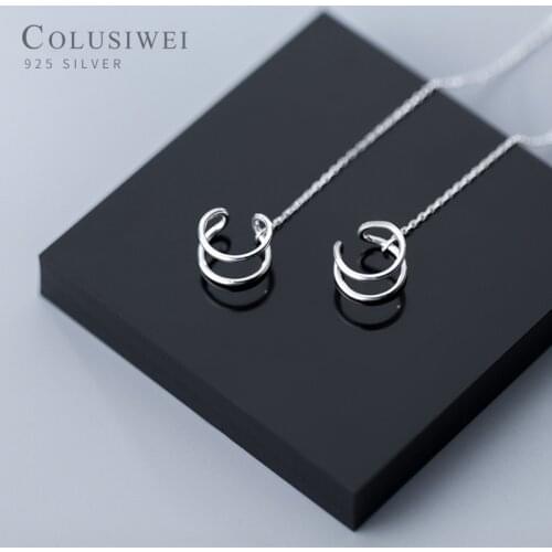 Colusiwei Minimalism Long Tassel Dangle Earrings for Women Real 925 Sterling Silver Fashion Geometric Line Fine Jewelry 2020 NEW