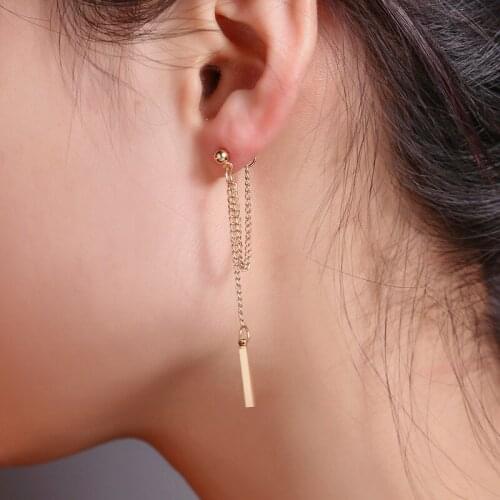 Golden White Copper Chain Tassel Geometry Irregular Simple Long Pendant Linear Dangle Earrings & Drop Earrings for Women