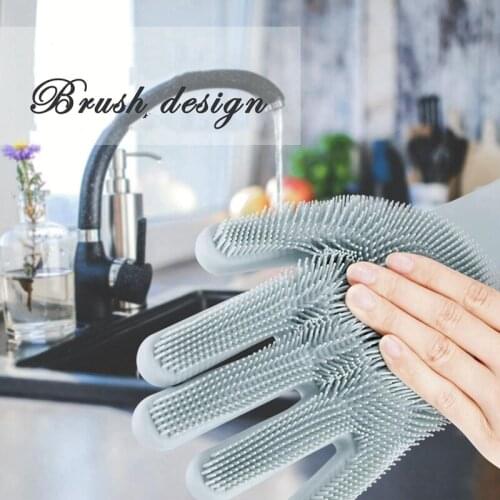 Cleaning brush design multifunctional silica gel household gloves new silica gel dishwashing gloves decoration for home