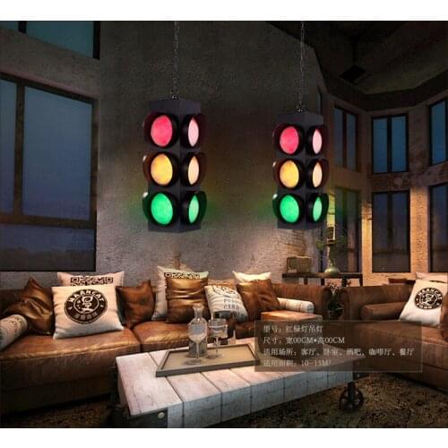 Loft air antique bars traffic lights signal LED glass pendant light bar hanging lighting