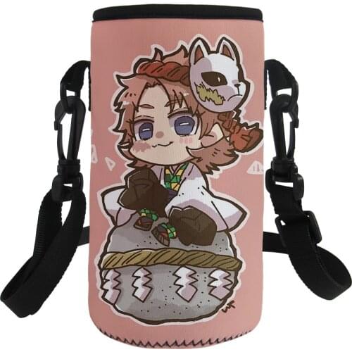 Cartoon Anime Printing Water Bottle Bag Big Water Bottle Sleeve Neoprene Cover Portable Bottle Holder Adjust Strap for 1000ml