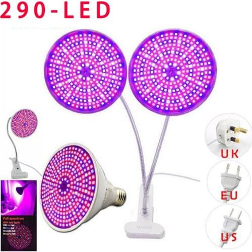 Dual Head 290 LED Plant Grow Light Lamp Full Spectrum growing Desk Holder Clip Flower for hydroponic Indoor Greenhouse room