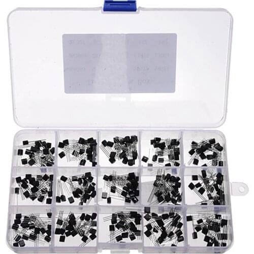 New Arrival 300Pcs 15 Values TO-92 Transistors Pack Transistor Assortment Kit With Storage Box Transistor Assortment Kits
