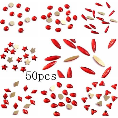 Nail Art Decorations 50pcs Glass Rhinestone Flatback Nail Stickers DIY Craft Art Charm Stones