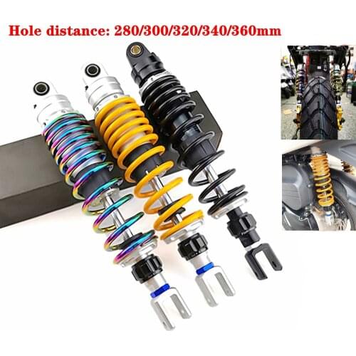 1pcs Universal 280 to 360mm Motorcycle Rear Adjust Damping Air Rear Shock Absorber For Honda Yamaha Kawasaki Suzuki Benelli