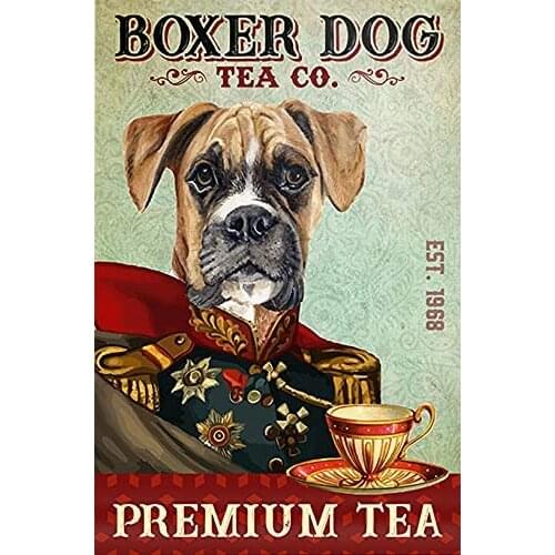 Funny Tin Sign Boxer Dog Signs Wall Art30 Poster Wall Plaque Decor Panel Retro Vintage Mural 8x12 Inch